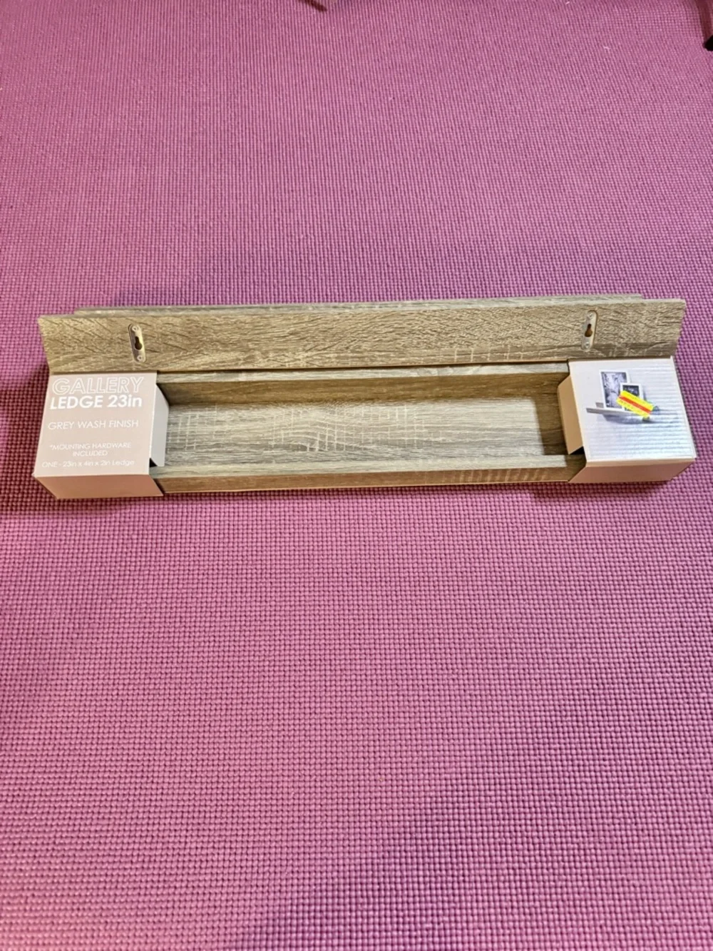 Harbortown -Gray Wash Gallery Ledge Shelves with Pink Backing